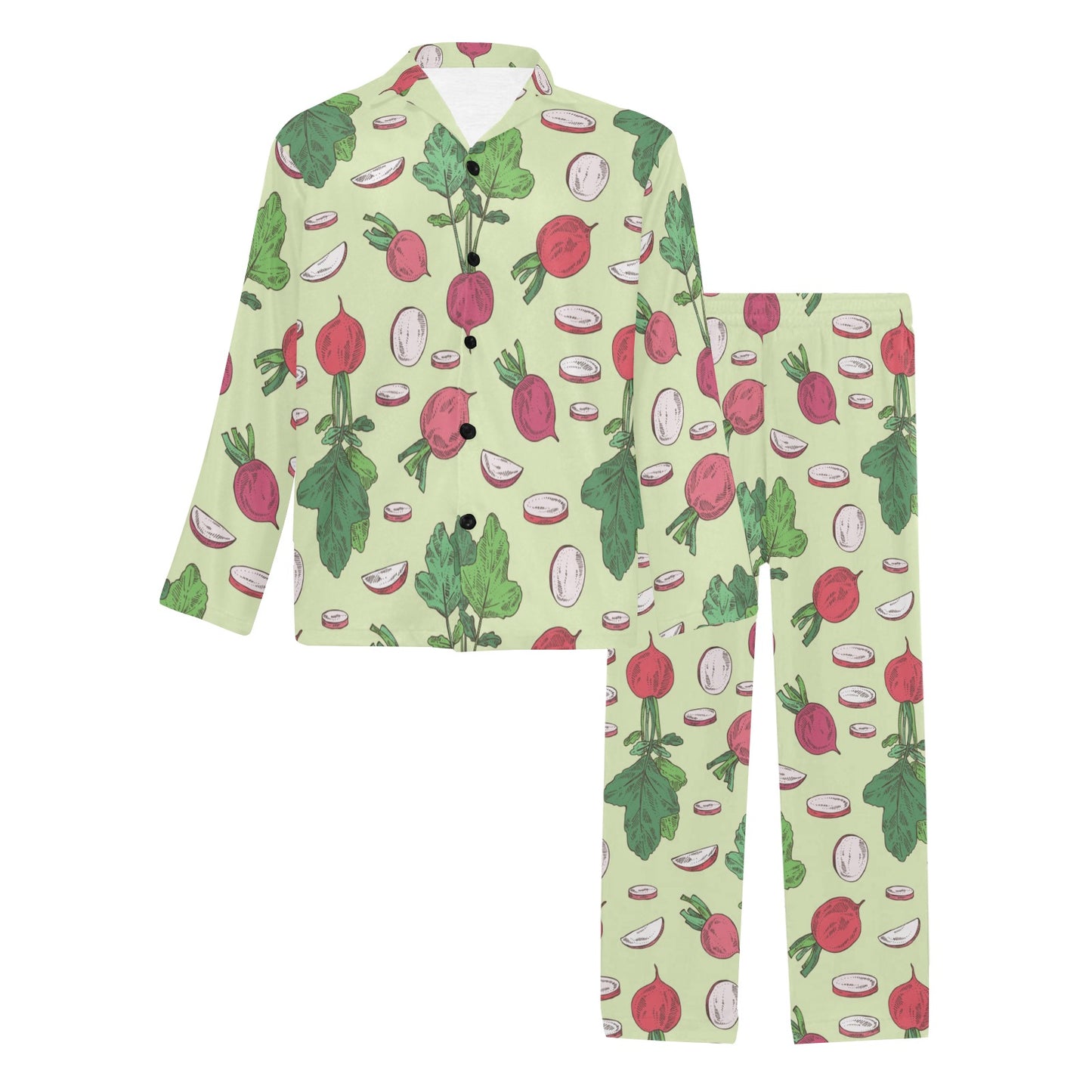 Radish Pattern Print Design A04 Men's Long Pajama Set