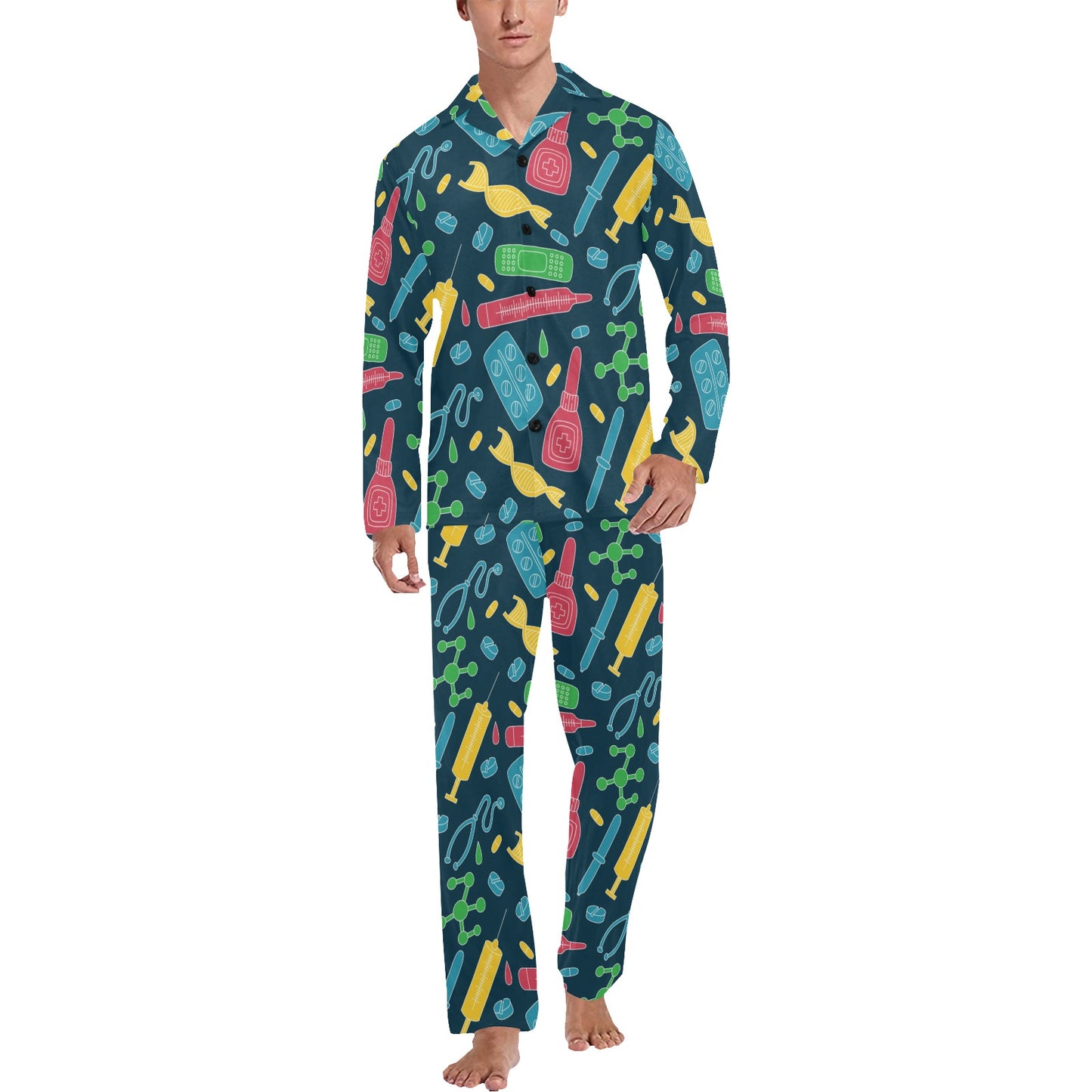 Phlebotomist Pattern Print Design A03 Men's Long Pajama Set