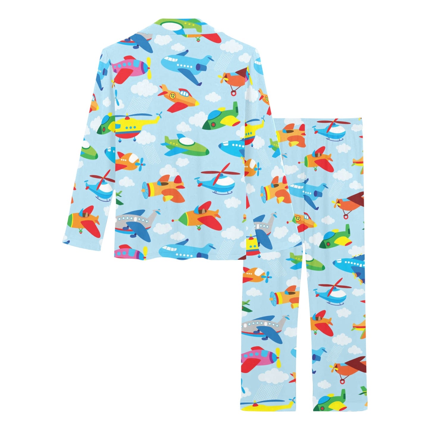 Airplane Colorful Pattern Print Design 01 Women's Long Pajama Set