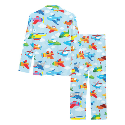 Airplane Colorful Pattern Print Design 01 Women's Long Pajama Set