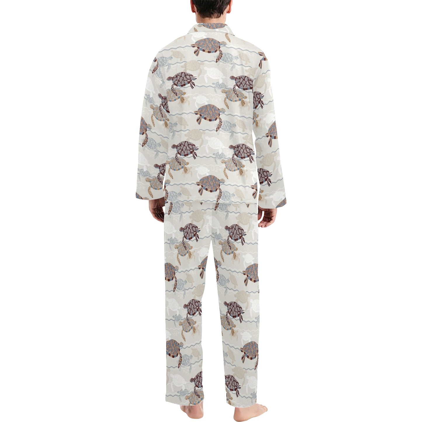 Sea Turtle Pattern Print Design T07 Men's Long Pajama Set