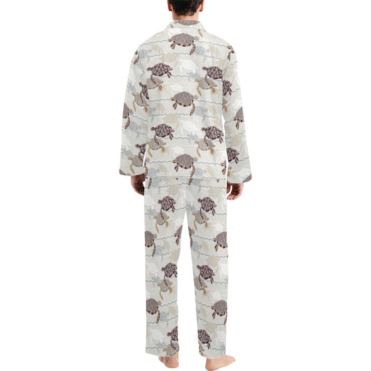 Sea Turtle Pattern Print Design T07 Men's Long Pajama Set