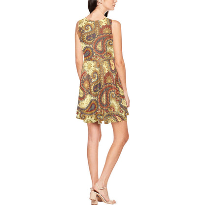 Boho Pattern Print Design 08 Sleeveless Dress