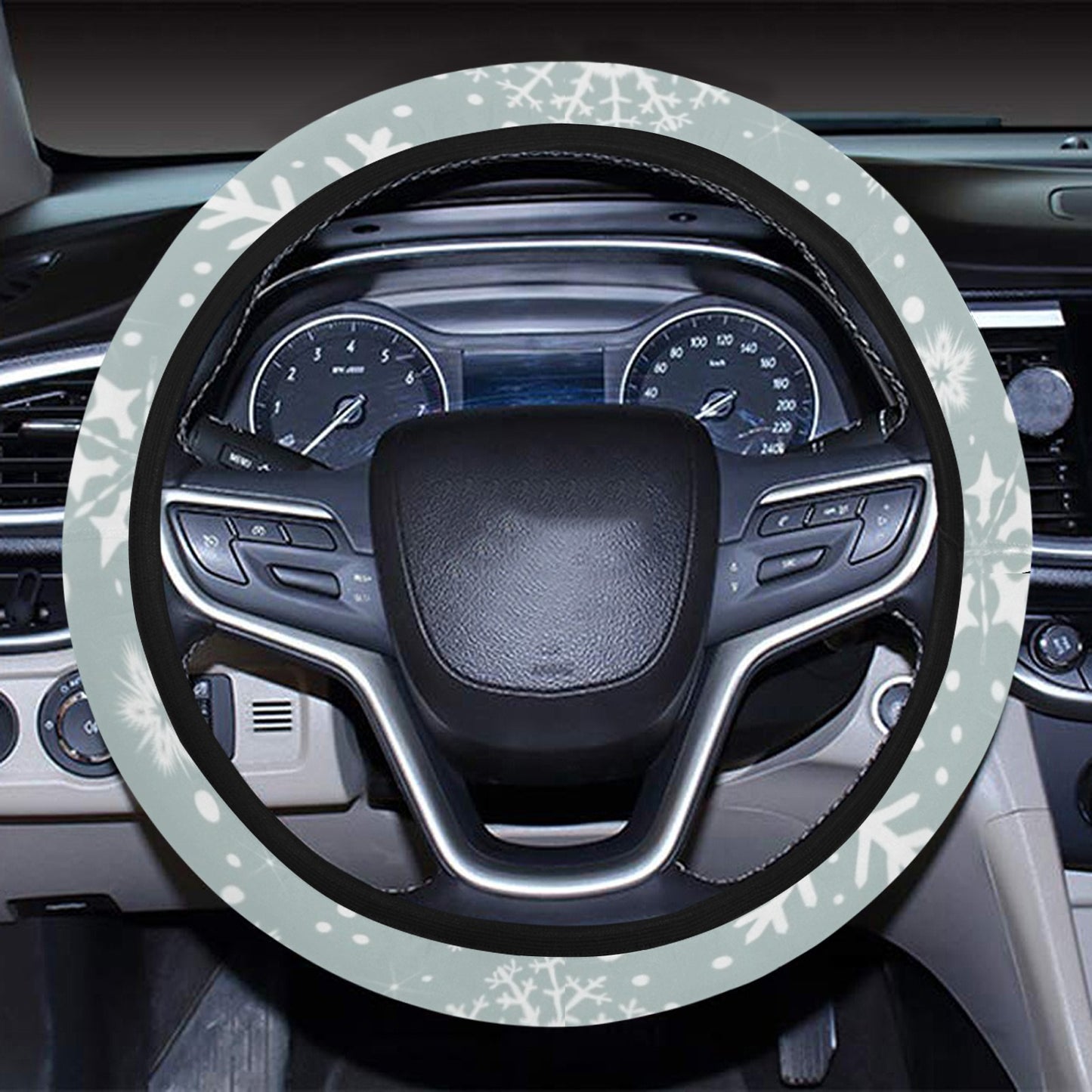 Snowflake Print Design LKS303 Steering Wheel Cover with Elastic Edge