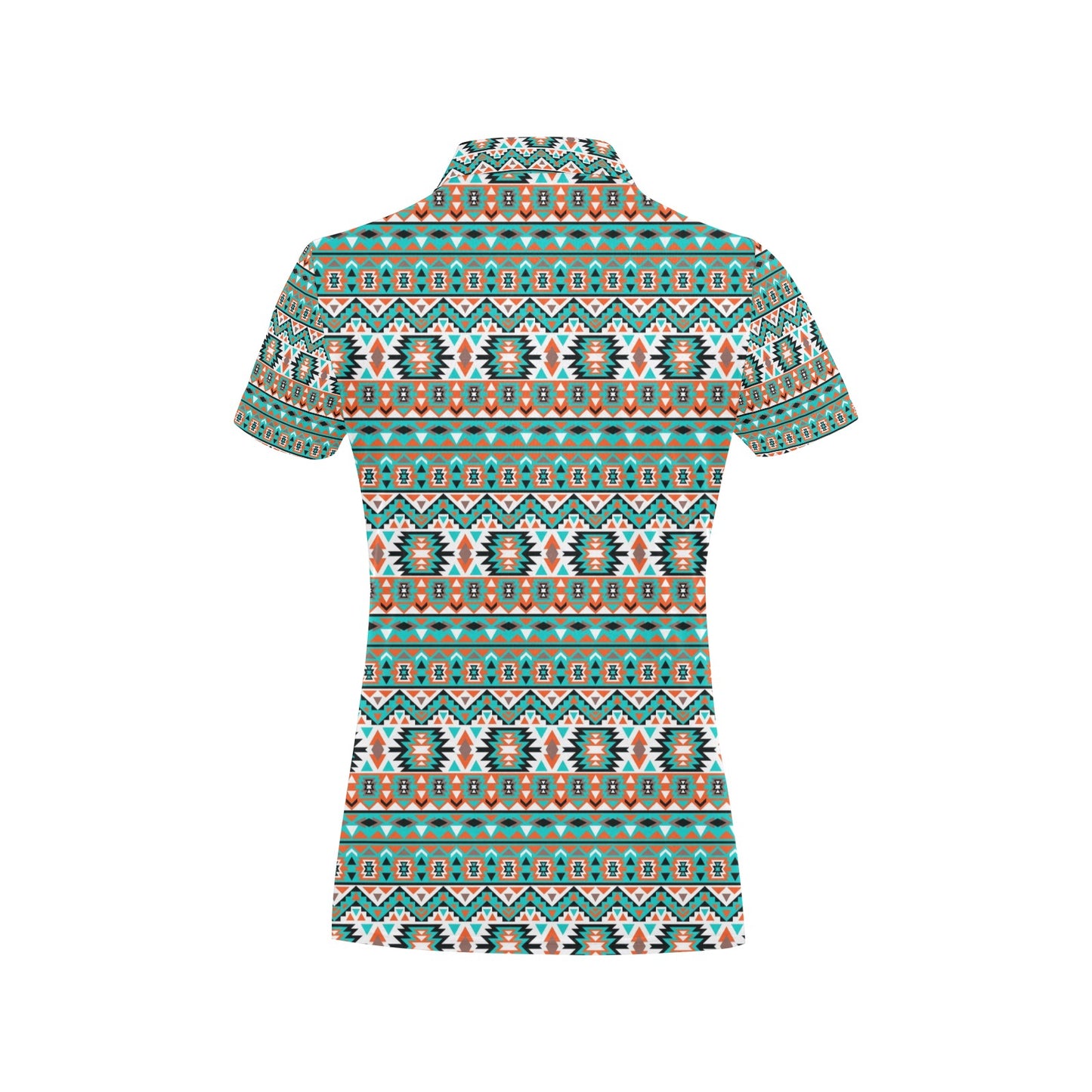 Indian Navajo Ethnic Themed Design Print Women's Polo Shirt