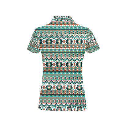 Indian Navajo Ethnic Themed Design Print Women's Polo Shirt