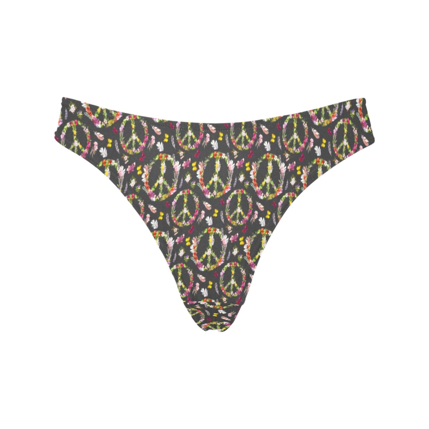 Peace Sign flowers Design Print Women's Thongs