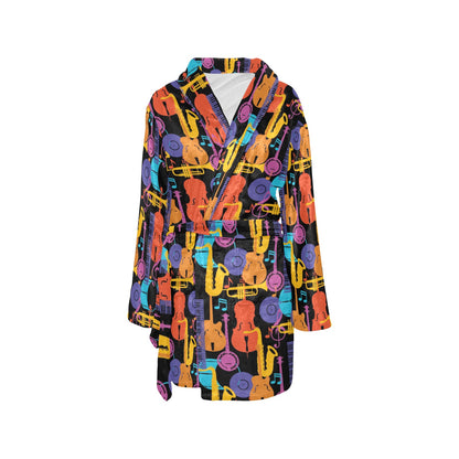 Jazz Pattern Print Design 03 Women's Fleece Robe