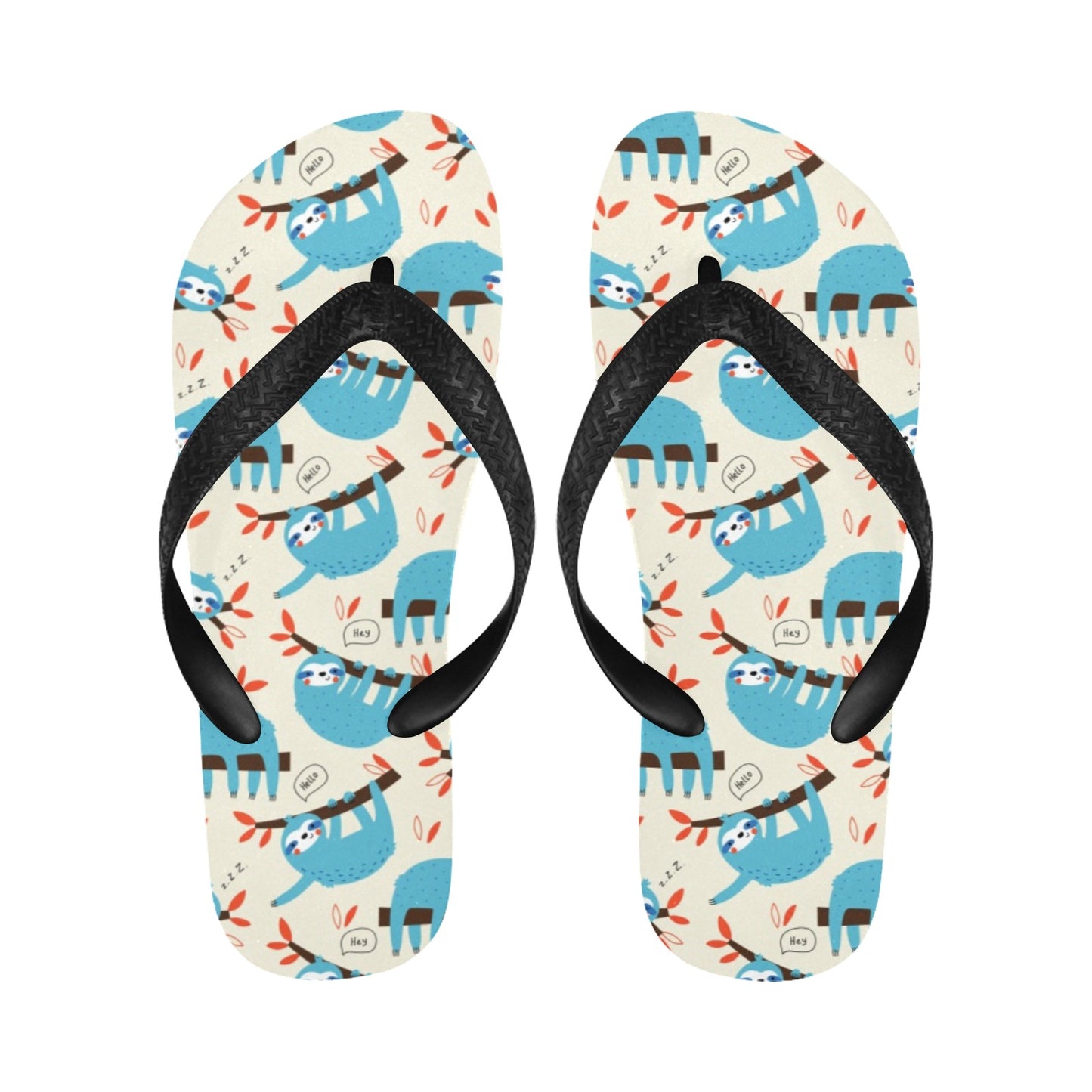 Sloth Print Design LKS3011 Flip Flops