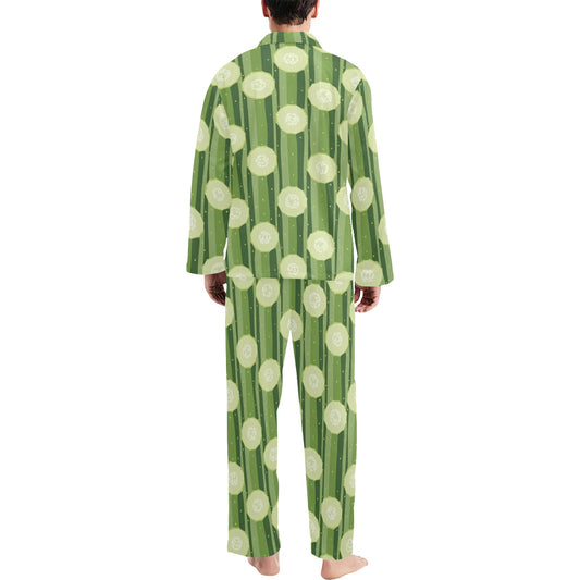 Cucumber Pattern Print Design CC03 Men's Long Pajama Set
