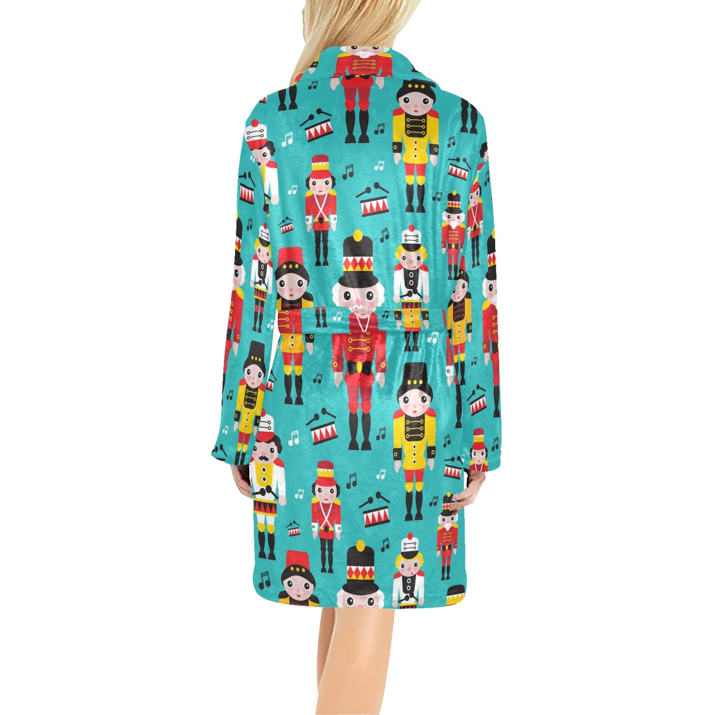 Nutcracker Pattern Print Design A03 Women's Fleece Robe