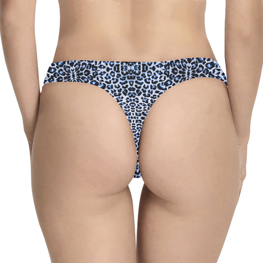 Leopard Blue Skin Print Women's Thongs