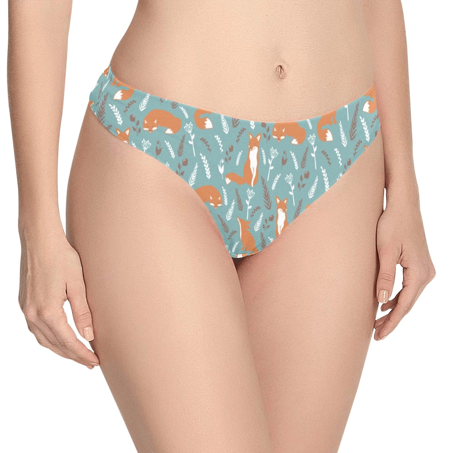 Fox Forest Print Pattern Women's Thongs