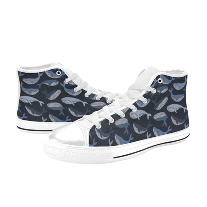 Whale Print Design LKS301 Men's High Top Canvas Shoes