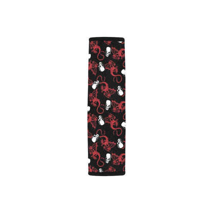 Skull With Red Dragon Print Design LKS304 Car Seat Belt Cover