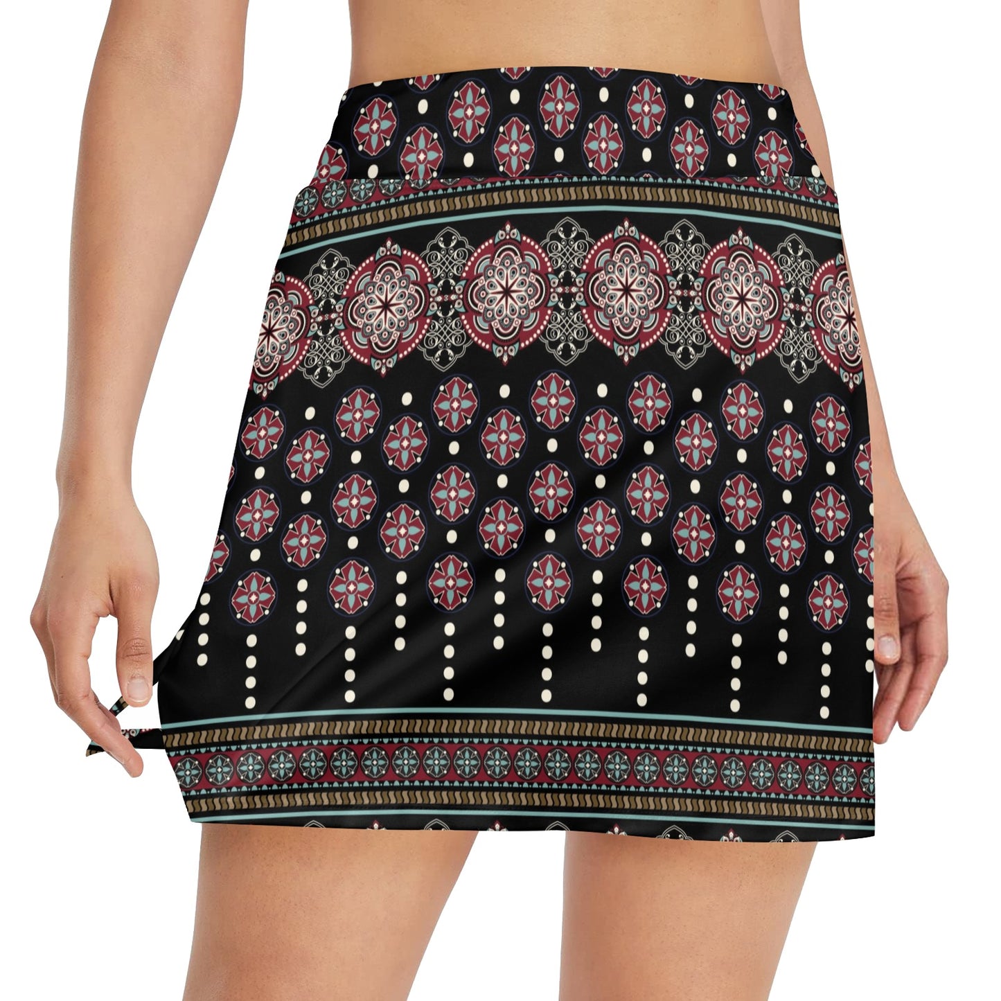 Ethnic Dot Style Print Pattern 17" Golf & Pickleball Skort with Pockets