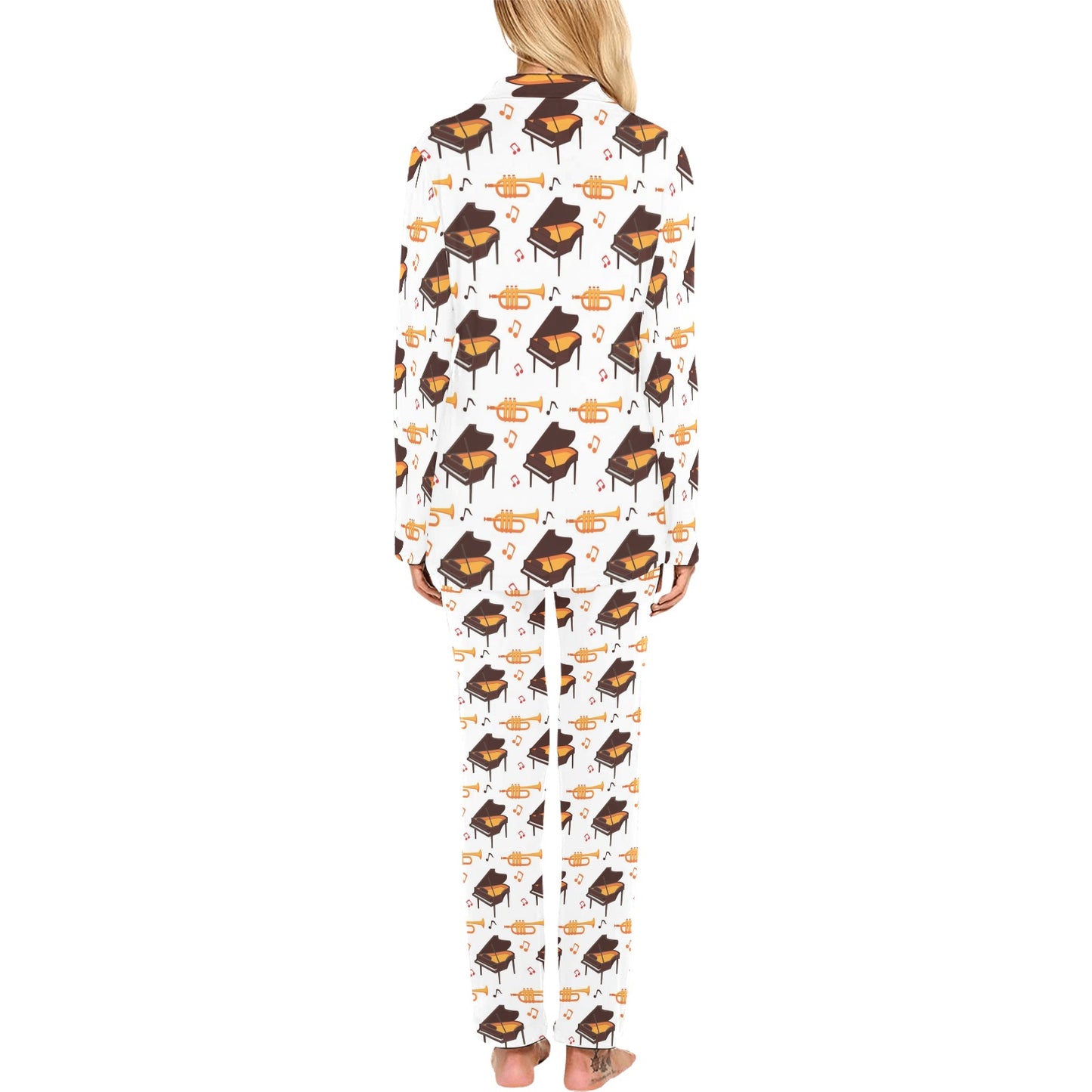 Piano Print Design LKS406 Women's Long Pajama Set