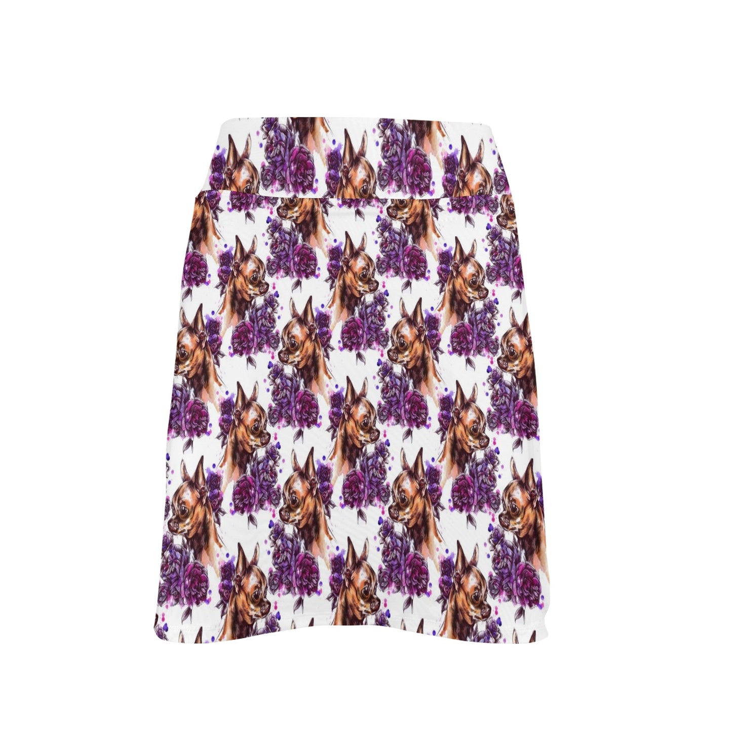 Chihuahua Purple Floral 17" Golf & Pickleball Skort with Pockets