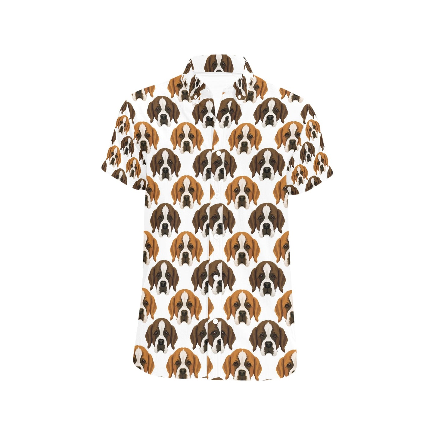 St Bernards Print Design LKS301 Men Short Sleeve Button Up Shirt