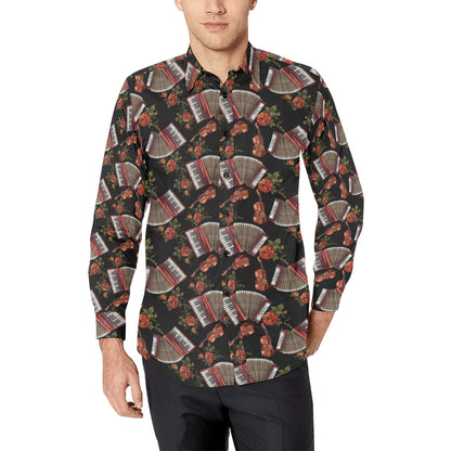 Accordion Print Design LKS403 Men's Long Sleeve Dress Shirt
