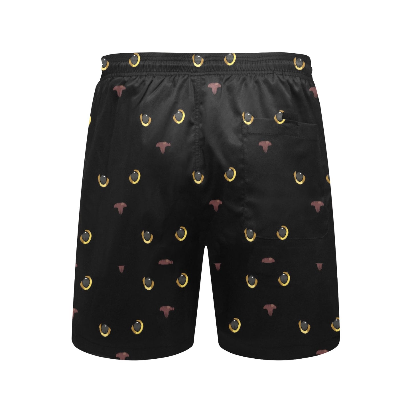 Black Cat Face Print Pattern Men's Swim Trunks Beach Shorts