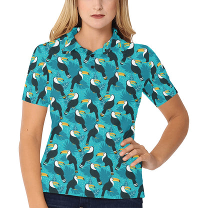 Toucan Parrot Pattern Print Women's Polo Shirt