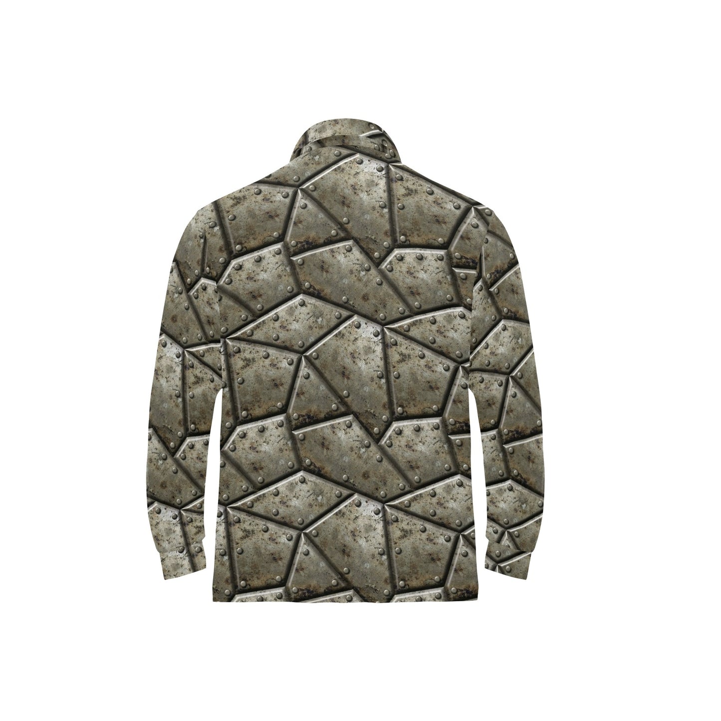 Armor Pattern Print Design 01 Long Sleeve Polo Shirt For Men's