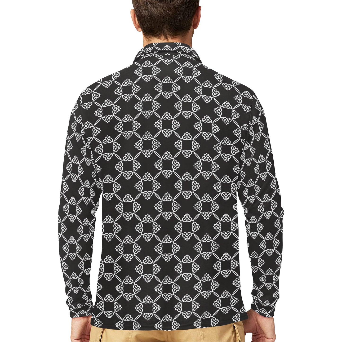 Celtic Pattern Print Design 06 Long Sleeve Polo Shirt For Men's