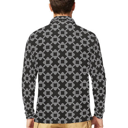 Celtic Pattern Print Design 06 Long Sleeve Polo Shirt For Men's