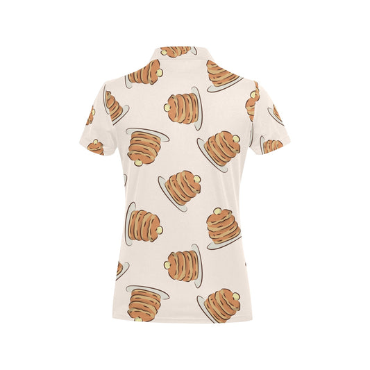 Pancake Pattern Print Design A01 Women's Polo Shirt