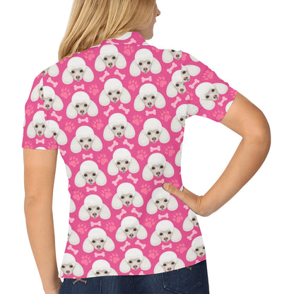 Poodle Pattern Print Design A04 Women's Polo Shirt