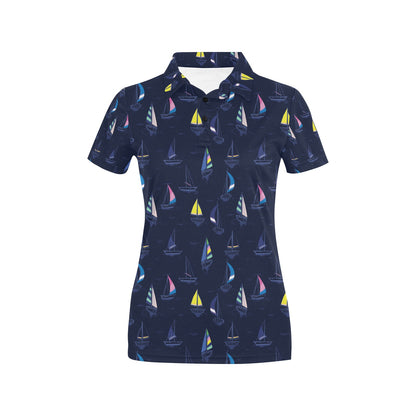 Sailboat Print Design LKS305 Women's Polo Shirt