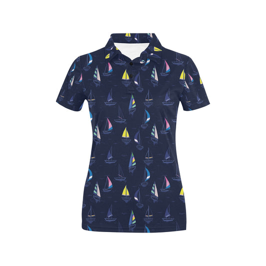 Sailboat Print Design LKS305 Women's Polo Shirt