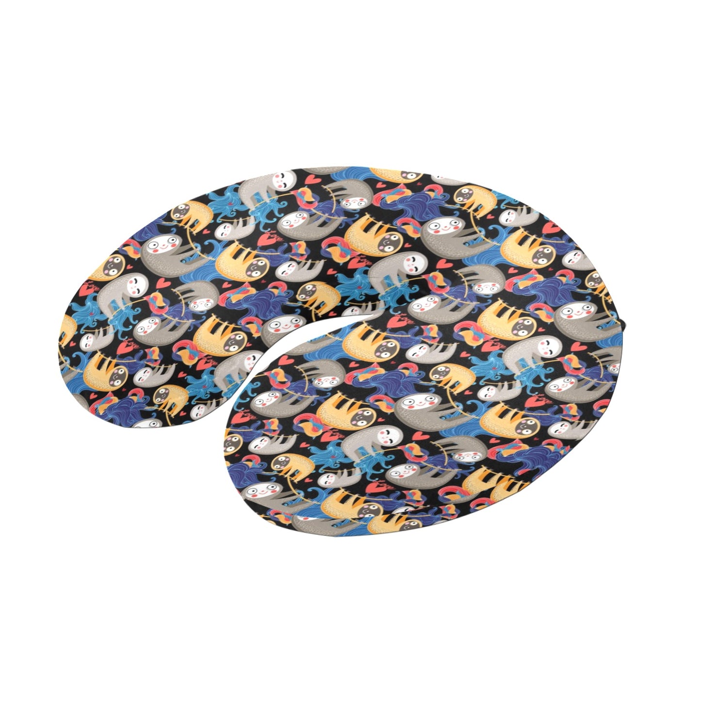 Sloth Cartoon Design Themed Print U-Shaped Travel Neck Pillow