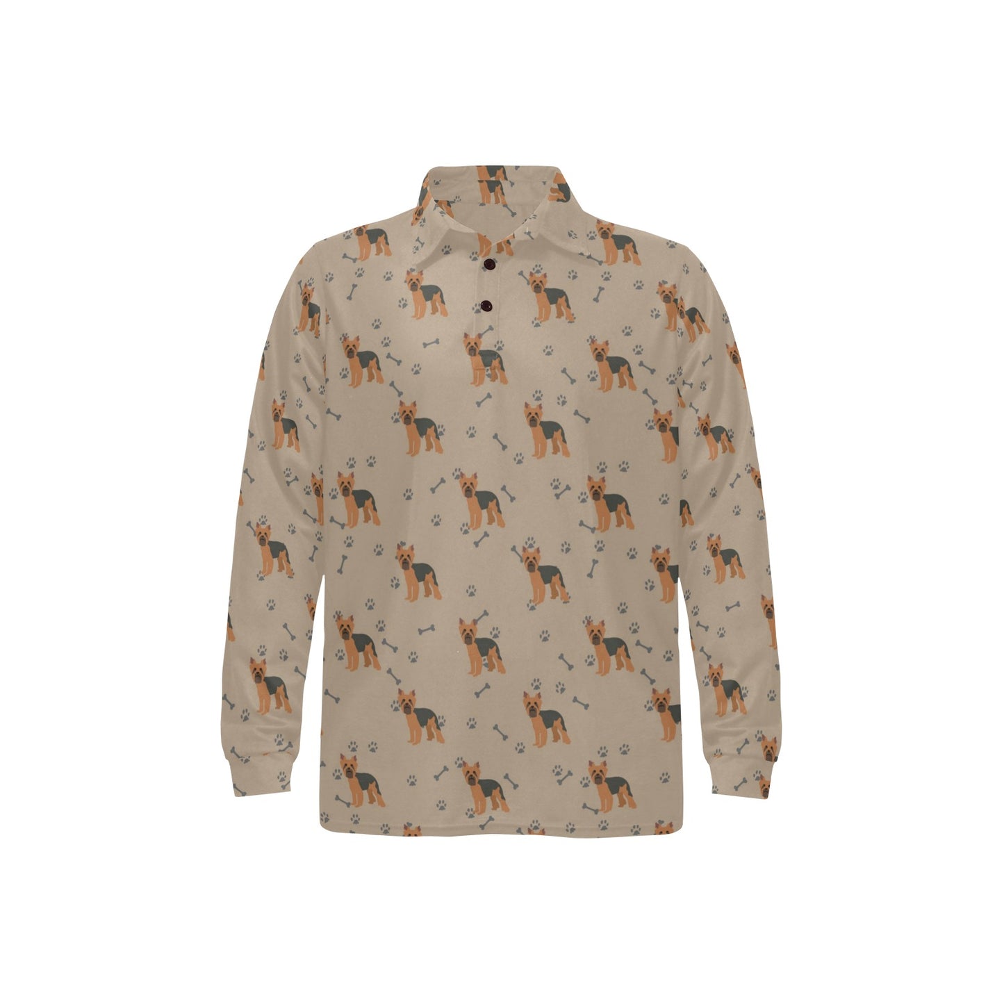 Yorkshire Terriers Print Design LKS305 Long Sleeve Polo Shirt For Men's