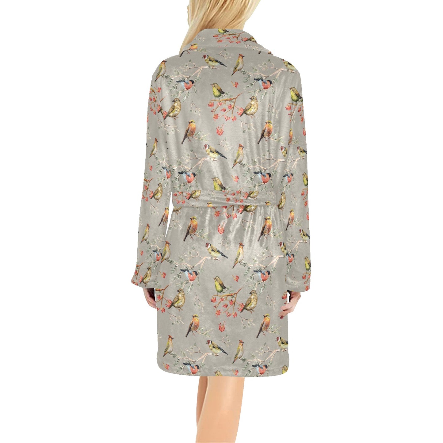 Birds Pattern Print Design 03 Women's Fleece Robe