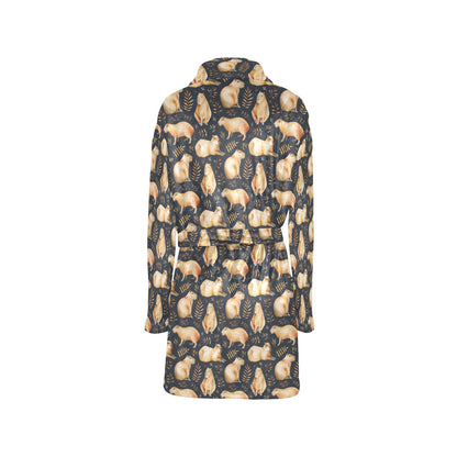 Capybara Pattern Print Design 02 Women's Fleece Robe