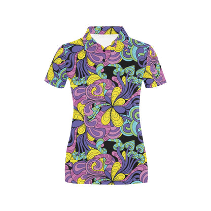 Psychedelic Pattern Print Design A04 Women's Polo Shirt