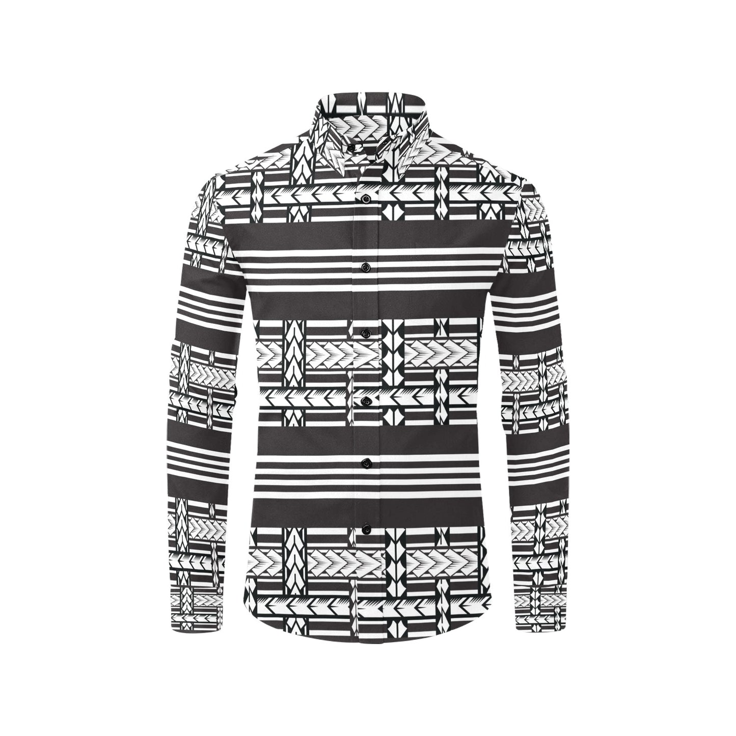 Samoan Tattoo Print Design LKS304 Men's Long Sleeve Dress Shirt