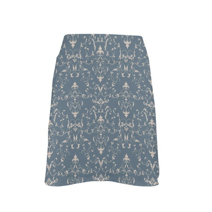 Damask Elegant Teal Print Pattern 17" Golf & Pickleball Skort with Pockets