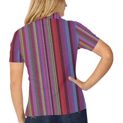 Serape Stripe Print Women's Polo Shirt