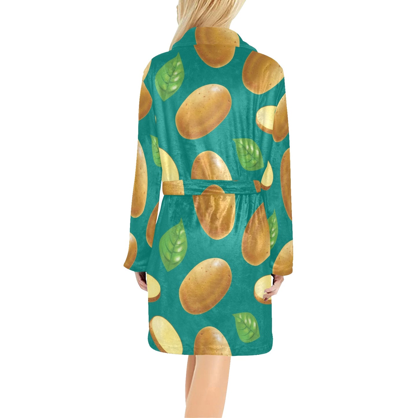Potato Pattern Print Design A04 Women's Fleece Robe