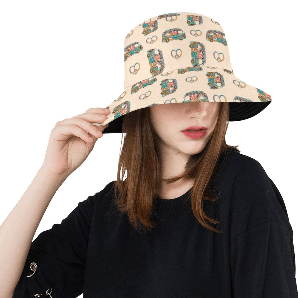 Hippie Van Peace Print Design LKS303 Unisex Bucket Hat