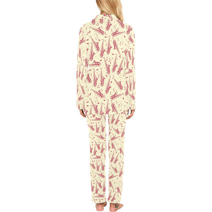 Saxophone Print Design LKS402 Women's Long Pajama Set