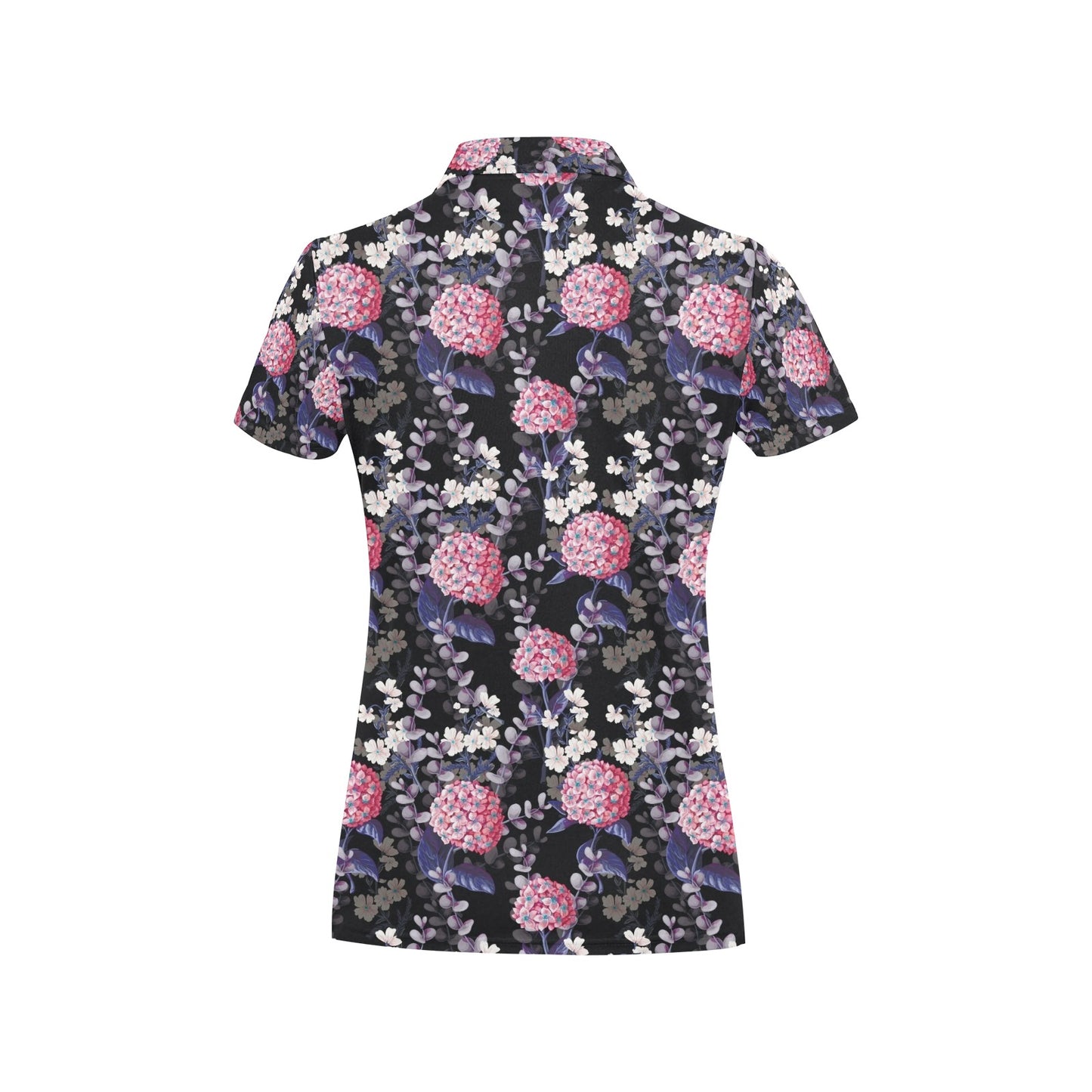 Hydrangea Pattern Print Design HD04 Women's Polo Shirt