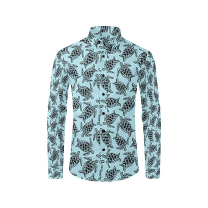 Sea Turtle Print Design LKS3010 Men's Long Sleeve Dress Shirt