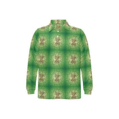 Celtic Pattern Print Design 05 Long Sleeve Polo Shirt For Men's