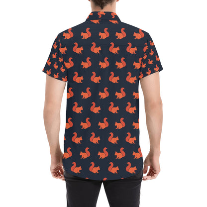 Squirrel Print Design LKS306 Men Short Sleeve Button Up Shirt