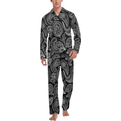 Paisley Pattern Print Design A04 Men's Long Pajama Set