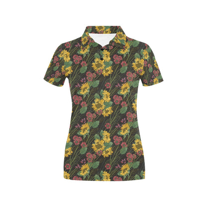 Sunflower Print Design LKS303 Women's Polo Shirt